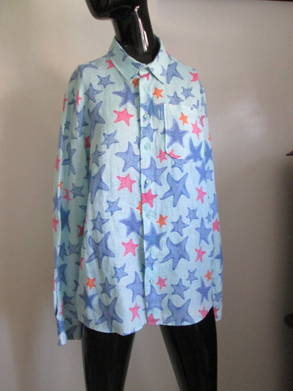 escales Paris 100% linen multicolor print shirt